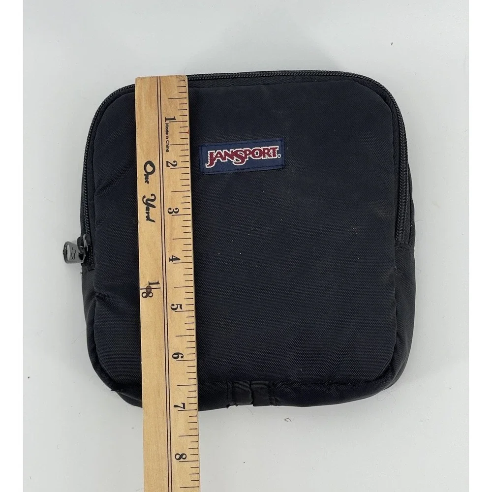 Vintage JanSport Black Nylon Zip Travel Organizer Utility Pouch Bag